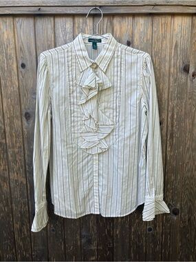 Ralph Lauren striped ruffle blouse